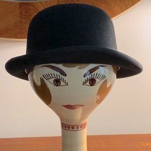 Vintage Fedora- Champ- Black Wool Felt- Red Satin Lining- Leather Band